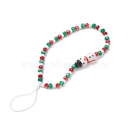 Christmas Glass Beaded Mobile Straps, with Lampwork Beads, Nylon Thread Mobile Accessories Decoration, Snowman, Colorful, 18.2cm(HJEW-TA00006)