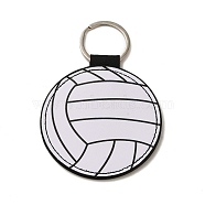 Sport Theme PU Leather Keychain, with Iron Ring, Ball, Volleyball, 11.7cm(SJEW-K002-08P-05)