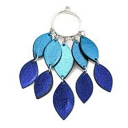 Imitation Leather Big Pendants, with Iron Findings, Horse Eye & Ring, Medium Blue, 90x40x1mm, Hole: 2.5mm(FIND-G073-03)