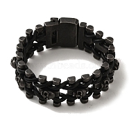 304 Stainless Steel Skull Link Chain Bracelets for Men, Electrophoresis Black, 10 inch(25.5cm)(BJEW-Q341-11B)