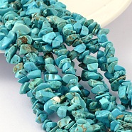 Dyed Natural White Jade Chip Beads, Imitation Green Turquoise, Deep Sky Blue, 4~10x4~6x2~4mm, Hole: 1mm, about 210pcs/strand, 35.4 inch(G-R192-06)