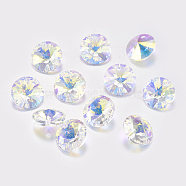Faceted Glass Rhinestone Charms, Imitation Austrian Crystal, Cone, Crystal AB, 10x4.5mm, Hole: 1mm(RGLA-F049-10mm-001AB)