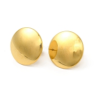 Ion Plating(IP) 304 Stainless Steel Flat Round Stud Earrings for Women, Real 18K Gold Plated, 15mm, Pin: 0.8mm(EJEW-I281-31G)