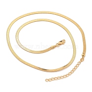 Brass Flat Snake Chain Necklaces for Women, Real 18K Gold Plated, 17.91 inch(45.5cm)(NJEW-U011-14G)