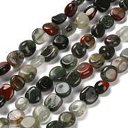 Natural African Bloodstone Beads Strands, Nuggets, Tumbled Stone, 7~13x4.5~10x4.5~10mm, Hole: 1.2mm, about 44~46pcs/strand, 15.08~16.14 inch(38.3~41cm)(G-P497-01E-13)