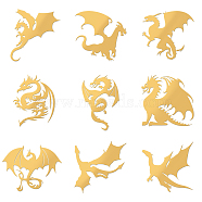 Nickel Decoration Stickers, Metal Resin Filler, Epoxy Resin & UV Resin Craft Filling Material, Dragon Pattern, 40x40mm, 9 style, 1pc/style, 9pcs/set(DIY-WH0450-001)