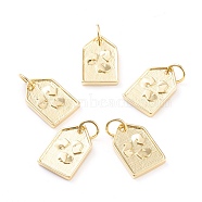 Brass Pendants, with Jump Rings, Long-Lasting Plated, Polygon with Arrows, Real 18K Gold Plated, 17x11x2mm, Hole: 4.4mm(ZIRC-I043-22G)