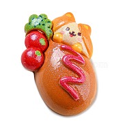 Opaque Resin Imitation Food Decoden Cabochons, Bread with Dog, Chocolate, 22x31.5x9mm(CRES-P026-D01)