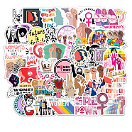 50Pcs Girls Power Theme PVC Sticker Self-adhesive Stickers, Waterproof Decals for Suitcase, Skateboard, Refrigerator, Helmet, Mobile Phone Shell, Woman & Hand & Rainbow, Mixed Color, 55~85mm(PW-WG54896-01)