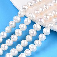 Natural Cultured Freshwater Pearl Beads Strands, Potato, Creamy White, 8~9mm, Hole: 0.6mm, about 46~47pcs/strand, 14.76~14.96 inch(37.5~38cm)(PEAR-N013-08F)