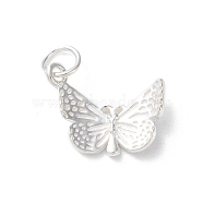 925 Sterling Silver Insect Charms, with Jump Rings, Silver Color, Butterfly, 11.5x14x2mm, Hole: 3.8mm(STER-E071-05S-03)