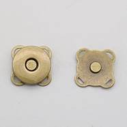 Alloy Magnetic Buttons Snap Magnet Fastener, Flower, for Cloth & Purse Makings, Antique Bronze, 14mm, 2pcs/set(X-PURS-PW0005-066A-AB)