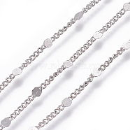 304 Stainless Steel Curb Chains, Twisted Chains, Soldered, Stainless Steel Color, 1.3~2mm(CHS-L020-018P)