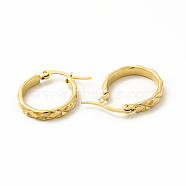 201 Stainless Steel Grooved Hoop Earrings with 304 Stainless Steel Pins for Women, Golden, 19x22x2mm, Pin: 0.6x1mm(EJEW-M214-03B-G)