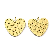 Ion Plating(IP) 316L Surgical Stainless Steel Pendants, Textured, Heart Charm, Real 18K Gold Plated, 15x15x4mm, Hole: 2.3mm(STAS-D090-05G)
