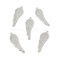Brass Micro Pave Clear Cubic Zirconia Connector Charms, Wing Links, Platinum, 31.5x11x2mm, Hole: 1.5mm(KK-E068-VB062)