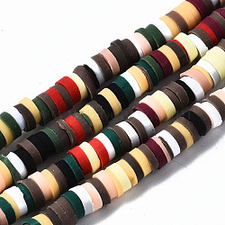 Handmade Polymer Clay Beads Strands, for DIY Jewelry Crafts Supplies, Heishi Beads, Disc/Flat Round, Colorful, 4x0.5~1mm, Hole: 1.4mm, about 350~410pcs/strand, 15.75 inch~16.14 inch(40~41cm)(CLAY-R089-4mm-156)