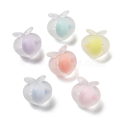 Frosted Transparent Acrylic Beads, Bead in Bead, Peach, Mixed Color, 17.5x17x15.5mm, Hole: 3.5mm, about 212pcs/500g(OACR-A032-18)