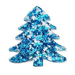 Christmas Theme Acrylic Pendants, Dodger Blue, Christmas Tree, 49x43.5x2mm, Hole: 1.5mm(OACR-A034-01B)