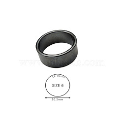 Synthetic Hematite Plain Band Rings, US Size 6(16.5mm)(BK4832-1)