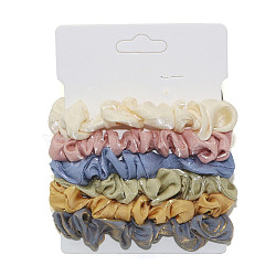 Cloth Elastic Hair Accessories, for Girls or Women, Scrunchie/Scrunchy Hair Ties, Mixed Color, 120mm, 6pcs/set(OHAR-PW0007-46C)