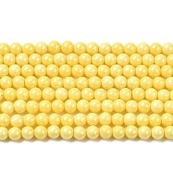 Cubic Zirconia Imitation Pearl Bead Strands, Round, Yellow, 3mm, Hole: 0.7mm, about 114~117pcs/strand, 14.80''~14.96''(37.6~38cm)(ZIRC-P109-03A-04)