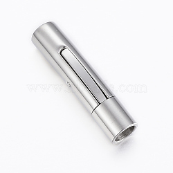Smooth 304 Stainless Steel Tube Bayonet Clasps, Stainless Steel Color, 30x8x7mm, Hole: 5mm(STAS-H402-39P-5mm)