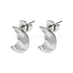 Non-Tarnish 304 Stainless Steel Stud Earring Findings, Moon, 12x9mm, Hole: 1.4mm, Pin: 10.5x0.5mm(STAS-L024-003P-10)