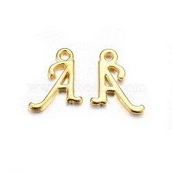 Golden Plated Alloy Letter Pendants, Rack Plating, Cadmium Free & Lead Free, Letter.A, 13x10x2mm, Hole: 1.5mm(X-PALLOY-J718-01G-A)