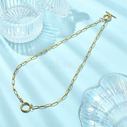 304 Stainless Steel Paperclip Chain Necklaces with OT Clasps and Spring Ring Clasps for Women, Golden, 17.32 inch(44cm)(NJEW-JN06172)