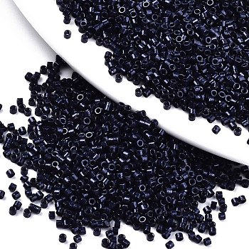11/0 Grade A Baking Paint Glass Seed Beads, Cylinder, Uniform Seed Bead Size, Opaque Colours Luster, Prussian Blue, about 1.5x1mm, Hole: 0.5mm, about 20000pcs/bag