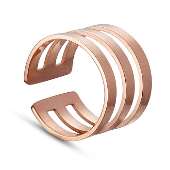 SHEGRACE Fashion 3 Loops 925 Sterling Silver Cuff Tail Ring, Wide Band Rings, Rose Gold, 16mm