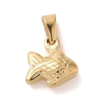 Vacuum Plating 304 Stainless Steel Charms, Fish Charm, Golden, 11.5x11x4mm, Hole: 5.5x2.5mm