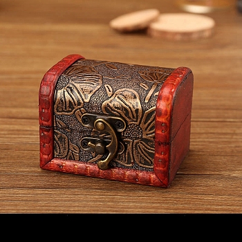 Wood Jewelry Box, with Front Clasp, for Arts Hobbies and Home Storage, Rectangle, FireBrick, 6x8x6cm