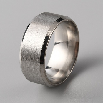 201 Stainless Steel Plain Band Ring for Women, Matte Stainless Steel Color, Inner Diameter: 16.13mm