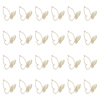 24Pcs Rack Plating Alloy Pendants, Butterfly Charms, Golden, 39.5x36.5x1mm, Hole: 1.4mm