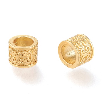 Eco-Friendly Alloy European Style Beads, Large Hole Beads, Long-Lasting Plated, Cadmium Free & Nickel Free & Lead Free, Column, Real 18K Gold Plated, 6.5x8.5mm, Hole: 6mm