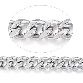 304 Stainless Steel Cuban Link Chains, Curb Chains, with Spool, Unwelded, for Jewelry Making, Stainless Steel Color, 10.5x8x2mm, about 82.02 Feet(25m)/roll