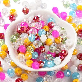 Glass Beads, Faceted, Rondelle, Mixed Color, 8x6mm, Hole: 1mm, about 1210pcs/500g