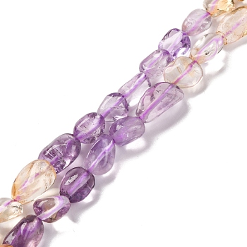 Natural Amethyst & Citrine Beads Strands, Nuggets, Tumbled Stone, 5~14x4~10x4~8mm, Hole: 0.8~1mm, about 45~59pcs/strand, 15.75~16.34 inch(40~41.5cm)