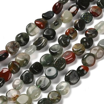 Natural African Bloodstone Beads Strands, Nuggets, Tumbled Stone, 7~13x4.5~10x4.5~10mm, Hole: 1.2mm, about 44~46pcs/strand, 15.08~16.14 inch(38.3~41cm)