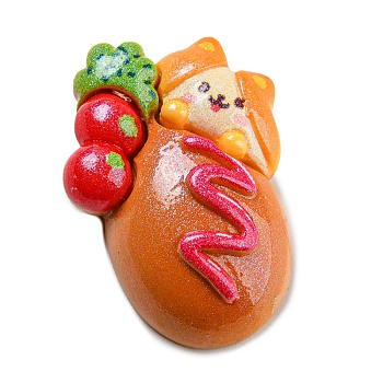 Opaque Resin Imitation Food Decoden Cabochons, Bread with Dog, Chocolate, 22x31.5x9mm