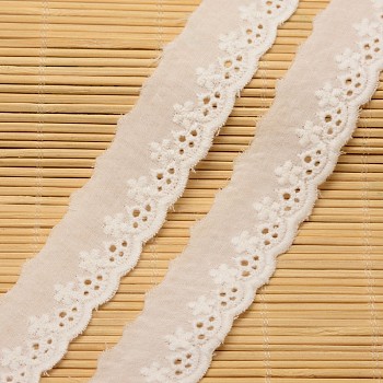 Lace Trim Nylon Ribbon for Jewelry Making, White, 1-1/8 inch(27mm), about 15yards/roll(13.716m/roll)