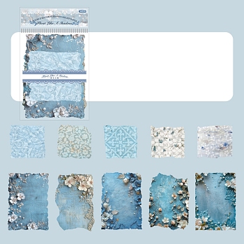 Scrapbook Paper Pad Sets, for DIY Album Scrapbook, Greeting Card, Background Paper, Sky Blue, 85~135x81~97x0.1mm