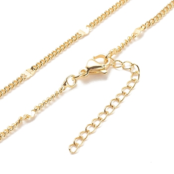 Brass Oval Link Chains Necklace for Women, Cadmium Free & Lead Free, Real 18K Gold Plated, 17.44 inch(44.3cm)