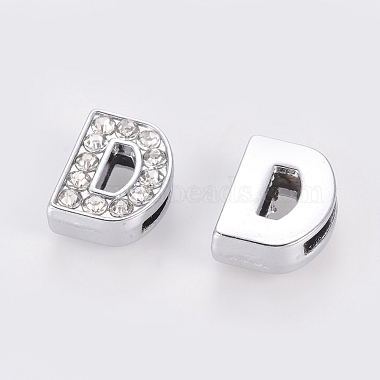 Alloy Initial Slide Charms with Grade A Rhinestones(ALRI-R032-D-FF)-2