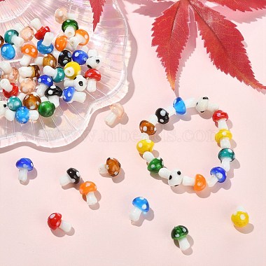 55pcs 11 couleurs champignons perles de chalumeau faites à la main(LAMP-CJ0001-47)-4