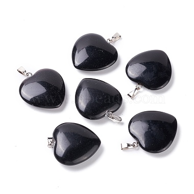 Platinum Heart Obsidian Pendants