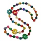 Dyed Natural Coconut Flower & Flat Round Beaded Necklaces(NJEW-B088-02)-1