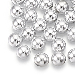 ABS Plastic Cabochons, Half Round, Platinum, 14x7mm, about 500pcs/bag(OACR-S034-14mm-02)